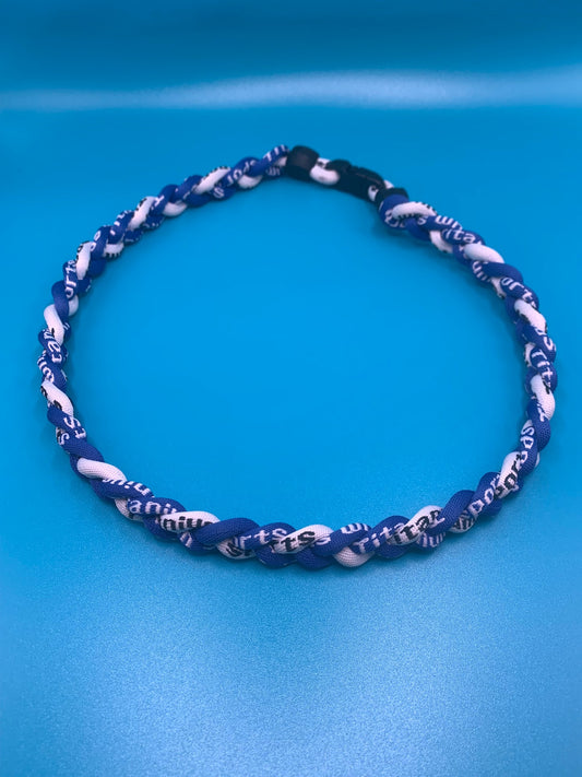 BRAIDED SPORTS NECKLACE - Blue and white